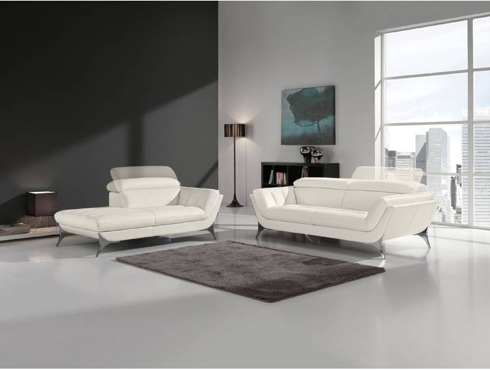 Egoitaliano Polstergarnitur Sueli, (Set), bestehend aus Sofa und Recamiere, Kopfteilverstellung, Bezug Leder