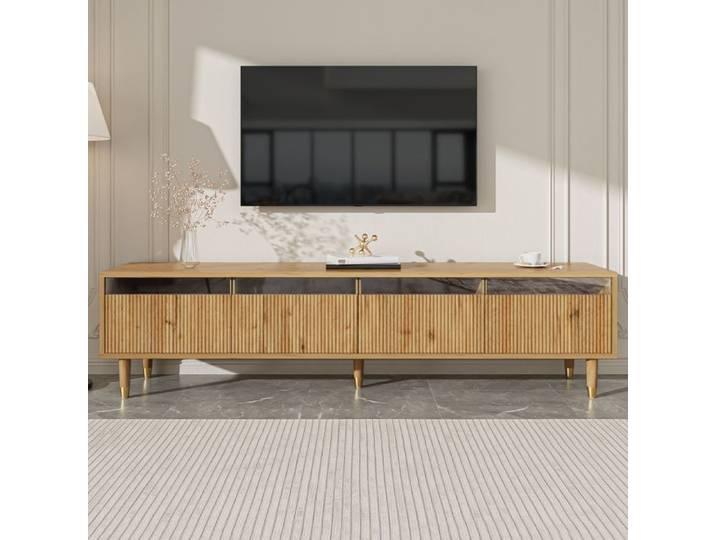 MEUBLIV Meuble TV Minimaliste avec 4 tiroirs 178x35x45 cm MDF naturel
