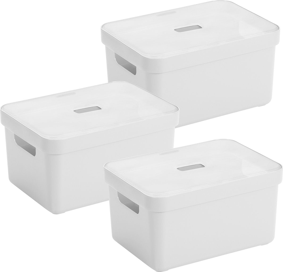 Sunware Sigma Home opbergbox 5L - Set van 3 - Wit/Transparant