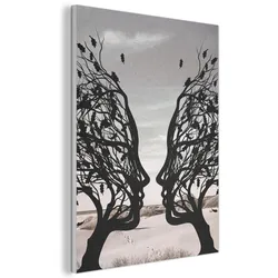 AKUSTIKBILD Strand - Meer - Menschen - Baum - Moderne Kunst Wanddeko 70x100 cm