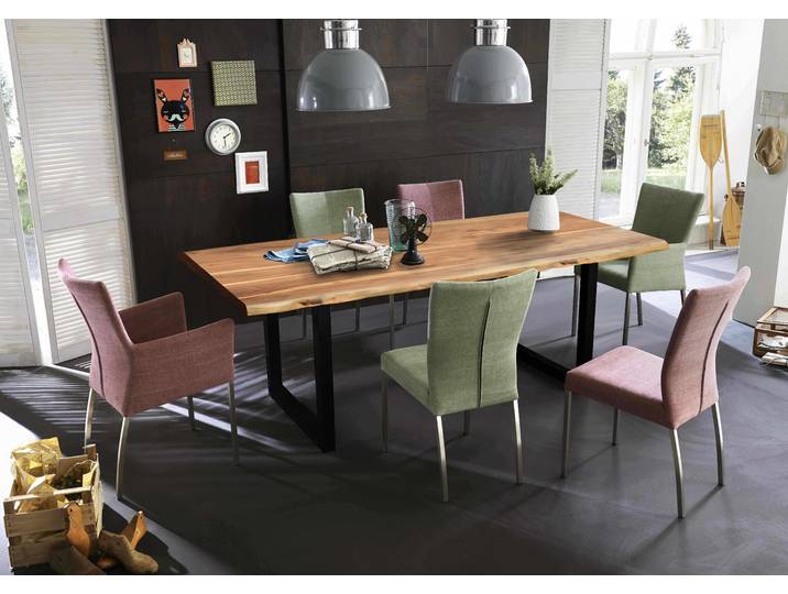 Sit-Möbel Tisch 200 x 100 cm TOPS & TABLES, silberPlatte antikfinish, Gestell schwarz lackiert, 7100-99