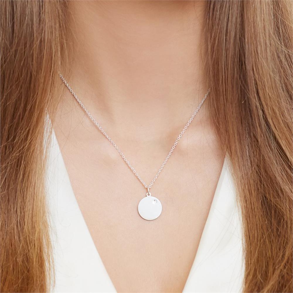 Unique Anhänger gravierbar Sterlingsilber Diamant silber