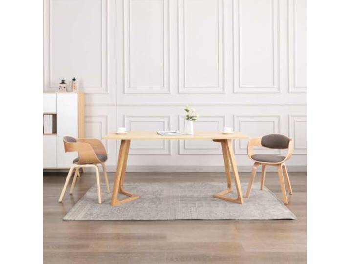 HEFZGDB 2 Esszimmerstühle Bugholz Gestell mit Taupe Stoffbezug Ergonomisch Gepolstert für Hohen Sitzkomfort Einfache Montage Robustes Design