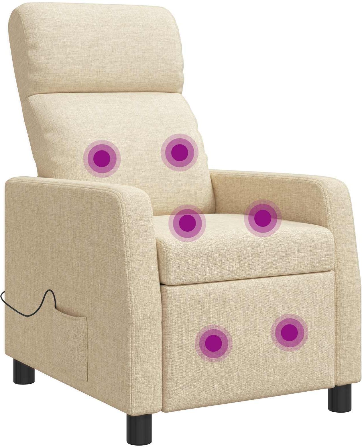 vidaXL Fauteuil de massage inclinable Crème Tissu
