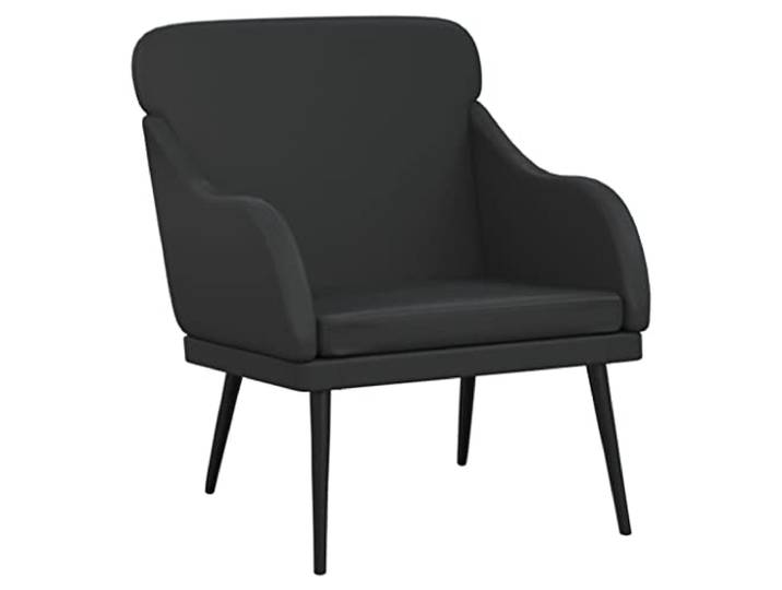 Sessel Gepolstert Kunstleder Schwarz 63x76x80 cm mit Metallrahmen Fleckenabweisend, flattert zu reinigen, neigbare Rückenlehne, Sitzfläche, stabile Konstruktion