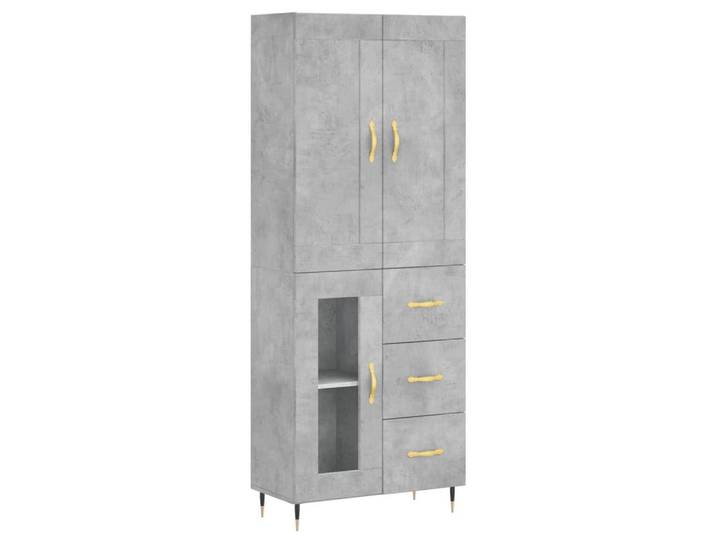 vidaXL Highboard NA Hochwertiges Highboard Betongrau 69,5x34x180 cm Spanplatte für Wohn