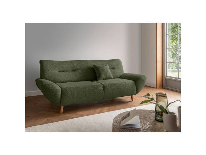 Mid.you 3-Sitzer-Sofa, Waldgrün, Holz, Buche, Uni, 205x81x90 cm, Made in EU, erweiterbar, Rücken echt, Wohnzimmer, Sofas & Couches, 3er Sofas