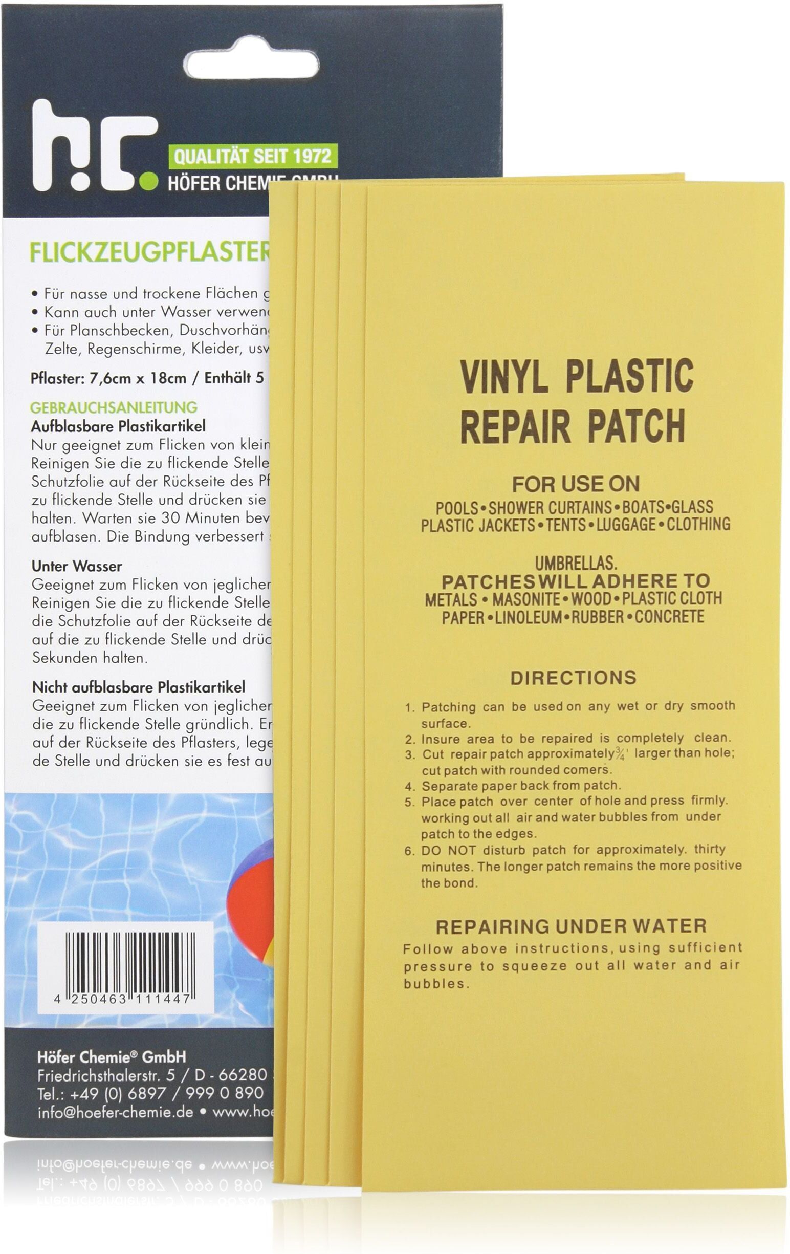 Höfer Chemie GmbH Jeu de patchs de réparation autocollants pour produits en vinyle tels que piscines, ballons, etc.