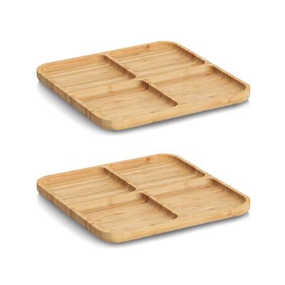 Snackschale ZELLER PRESENT "Snackteller, Bambus, 2er-Set", braun, B:25cm H:1,8cm T:25cm, Bambus, Schüsseln, Snackschale, ca. 25x25x1,8 cm