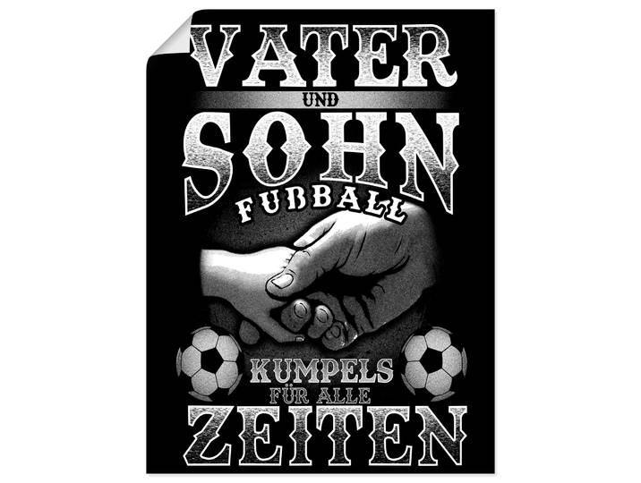 Poster ARTLAND Vater und Sohn Fussball Kumpels , schwarz (farbe bild(er): schwarz), B:60cm H:80cm, Bilder, Poster, ohne Rahmen