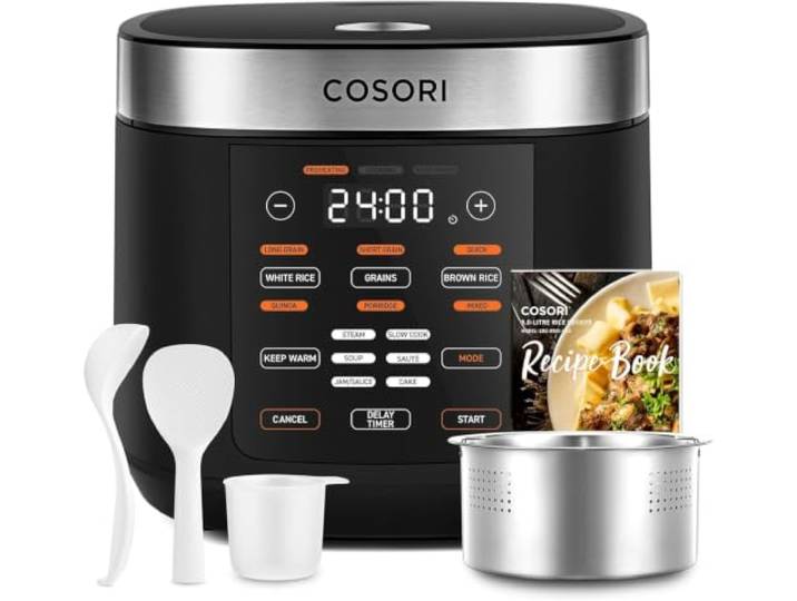 COSORI Cuiseur à riz\, 1\,8L\, Multicuiseur avec 17 Programme 10 tasses\, Logique floue\, Cuiseur Vapeur avec Insert en Acier Inoxydable\, Livre de Recettes\, Slow Cooker