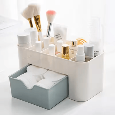 Multifunctional Nail And Cosmetic Storage Box Desktop Organizer For Beauty Accessories blue