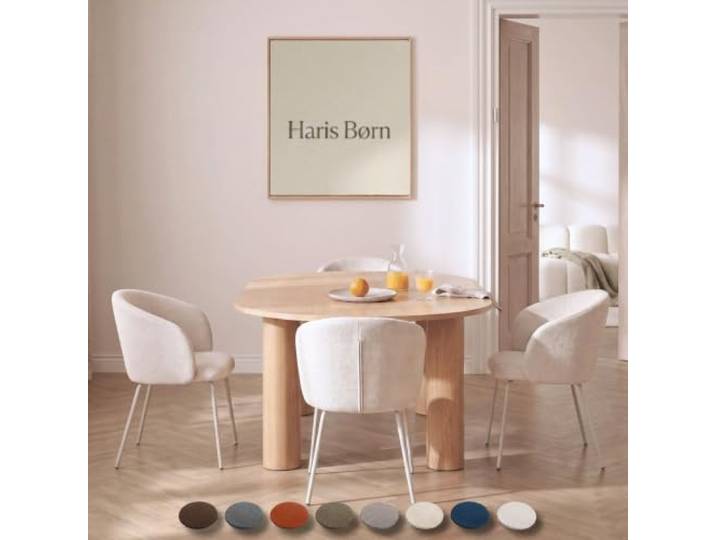 Haris Børn® Esszimmerstühle (4er Set) Beige mit Grauem-Gestell - Bequeme Polster Esszimmerstühle mit Armlehne - Premium Esstisch Stühle & Wohnzimmer Stühle - Moderne Esszimmerstühle 30 Tage testen