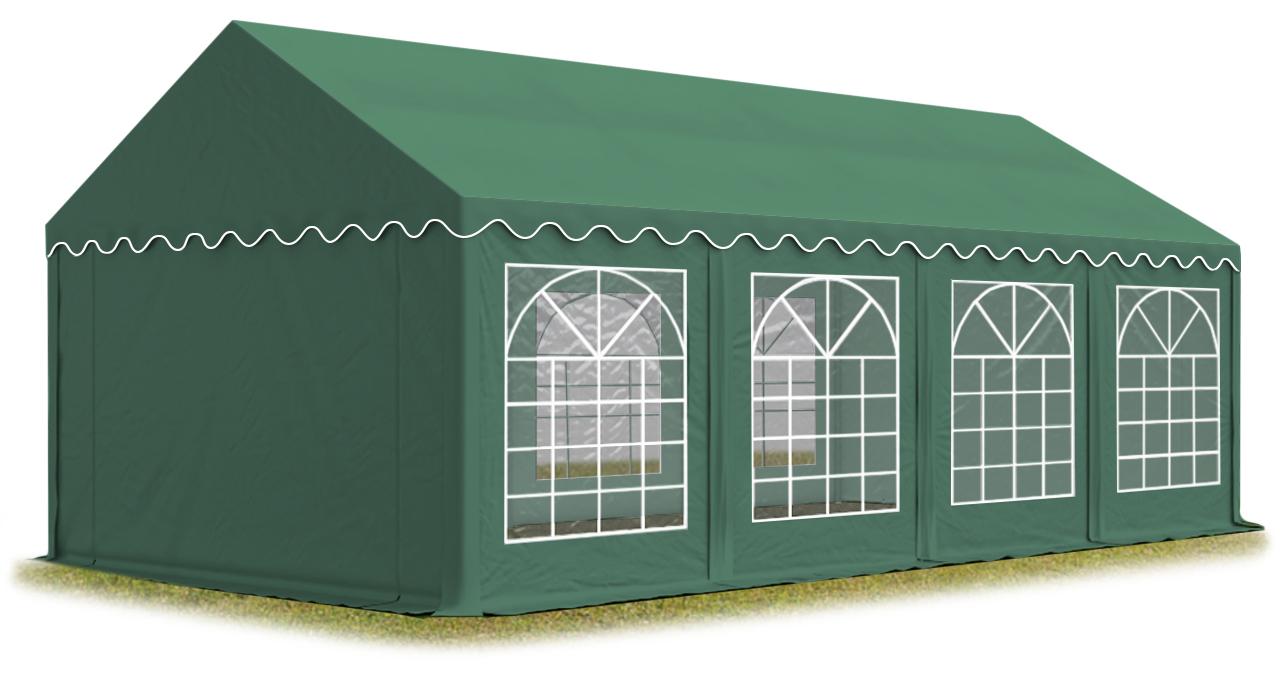 TOOLPORT Partyzelt Festzelt 4x8 m Garten-Pavillon PVC Plane 700 N in dunkelgrün Wasserdicht