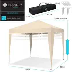 Kesser, Pavillon, Pavillon 3x3m wasserdicht inkl. Tasche Pop-Up Klicksystem (300 cm, 300 cm)