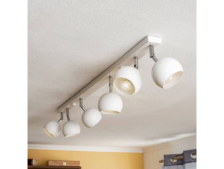 Deckenstrahler Flame, weiß, sechsflammig Flame SOLLUX LIGHTING, dimmbar, weiß / opal, für Wohn- / Esszimmer, Metall, Modern