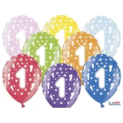 6 Luftballons 1. Geburtstag bunt