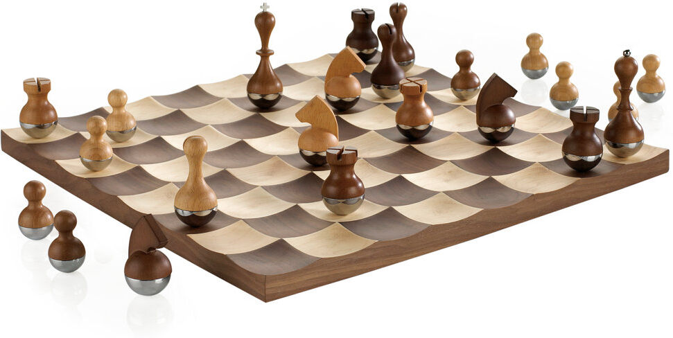 Umbra Wobble Chess Set Natural;Chrome 7.6cm H X 40.6cm W X 41.3cm L