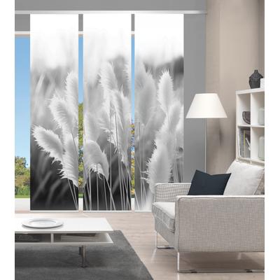 Schiebegardine VISION "DINORA 3ER SET" Gr. 1, grau, B:60cm H:260cm, Polyester, Gardinen, SET SCHIEBEVORHANG, BAMBUS, DIGITALDRUCK