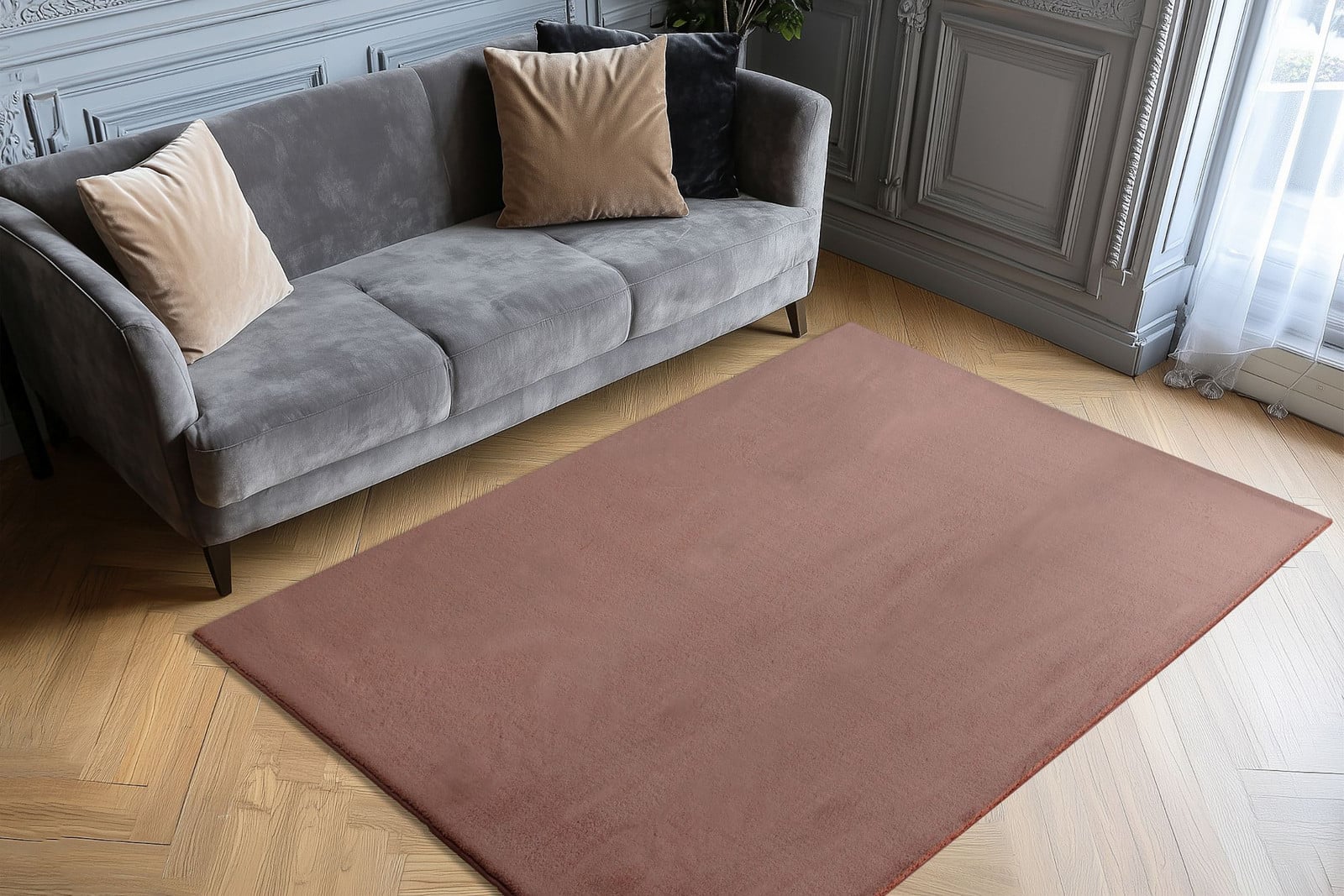 home24 Laagpolig vloerkleed Boundless 225 roze, 160 x 230 cm, polyester/katoen