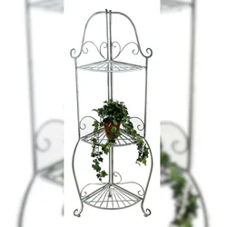 DanDiBo Eckregal Romance 20113 Regal aus Metall 125 cm Badregal Antik Grau Küchenregal