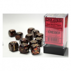 Chessex Würfel - 16mm - Scarab Blue Blood/gold (Würfelset 12 x W6) 292827