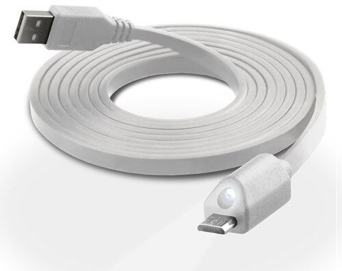 Naztech Micro-USB kabel med Lys 1.8m - Hvid