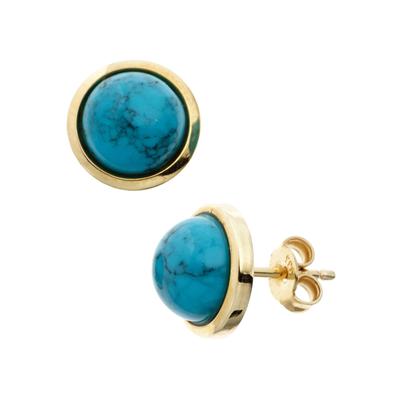 Paar Ohrstecker JOBO "Halbkugel Ohrringe", blau (türkis), Ohrringe, Damen, 10,4mm, Gelbgold 585, 585 Gold mit Türkis