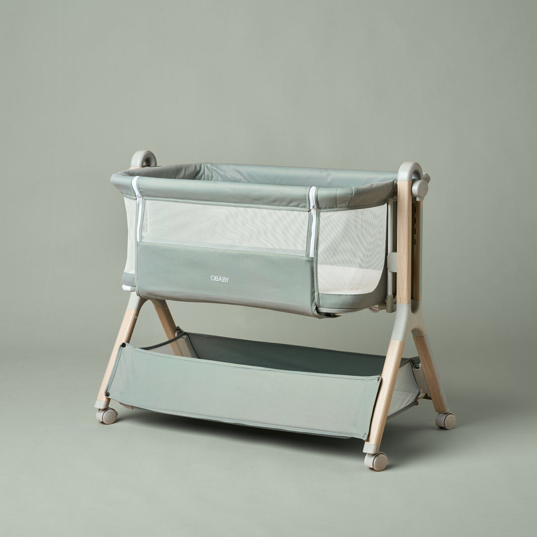 Obaby Cloud Bedside Crib Sage 81.6cm H X 52cm W X 100cm L