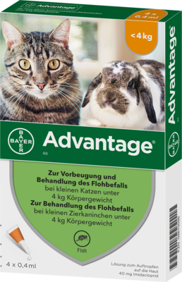 Elanco Deutschland GmbH ADVANTAGE 40 mg Lsg.f.kl.Katzen/kl.Zierkaninchen 4X0.4 ml 09670096
