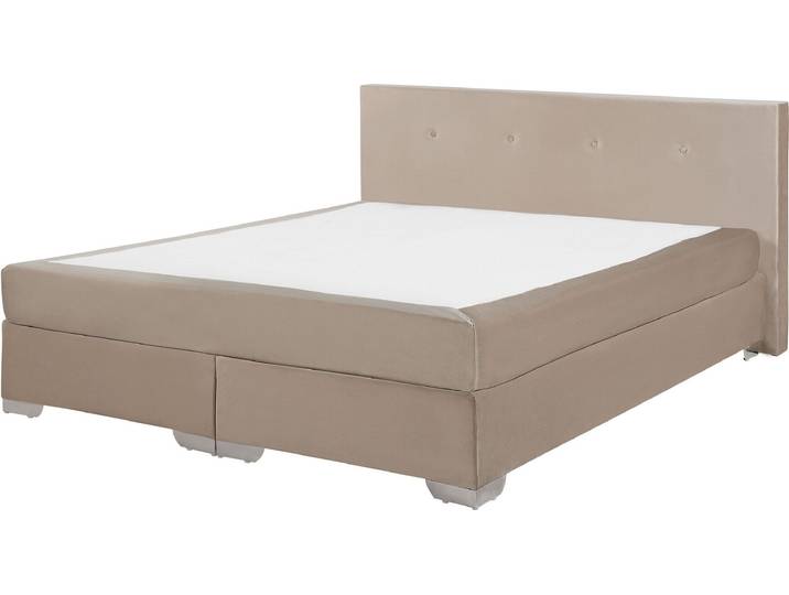 BELIANI Boxspringbett Beige Samtstoff 160 x 200 cm Glamour