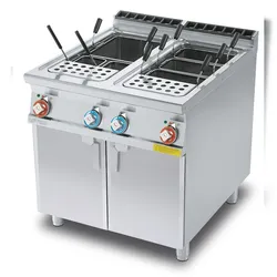 Redcook Elektrischer Nudelkocher 2 Becken 40+40 lt. Struktur aus rostfreiem Stahl. Abmessungen 80x90 h90 cm. Modell CP-98ET