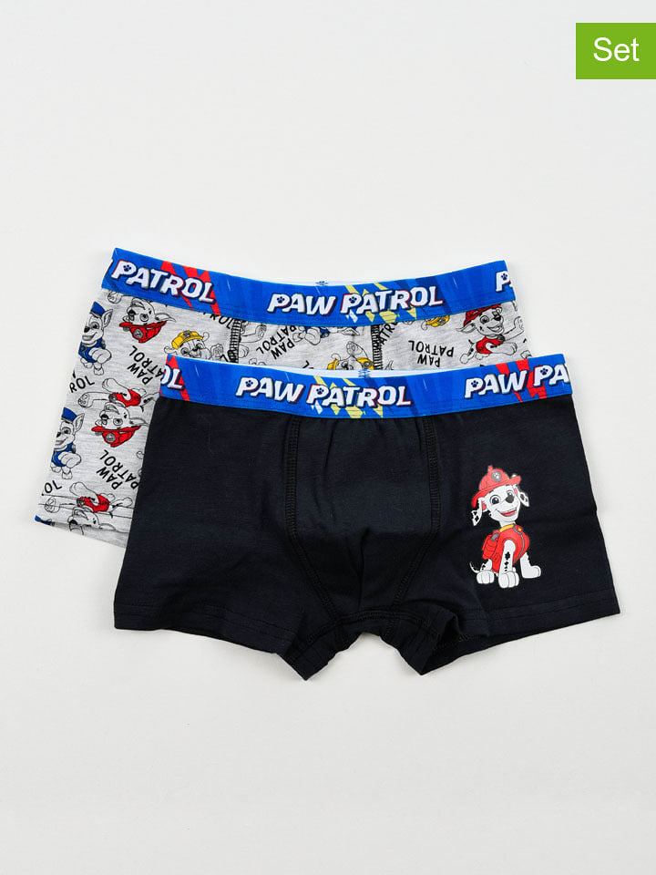 Disney Paw Patrol 2er-Set: Boxershorts "Paw Patrol" in Schwarz/ Grau - 98/104