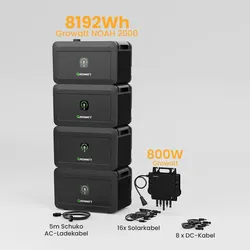 Growatt NOAH 2000 Batteriespeicher für Balkonkraftwerke, by Powerness - 4x Growatt NOAH 2000 | 8192Wh / 1x 800W Growatt NEO / Selbstabholung