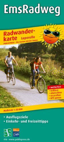 Publicpress - Radwanderkarte EmsRadweg: Mit Ausflugszielen, Einkehr- & Freizeittipps, wetterfest, reißfest, abwischbar, GPS-genau. 1:50000: Radwanderkarte ... wetterfest, reissfest, abwischbar, GPS-genau - Preis vom 09.10.2026 07:28:09 h