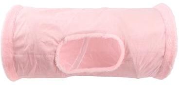 Inspired Finds CozyPlay Collapsible Cat Winter Suede Tunnel Interactive Play & Hideaway For Kittens, Puppies & Rabbits short Tunnel Pink