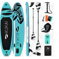 Stand Up Paddle Board "AUKAI Pro Ocean" mit Kajak-Sitz türkis