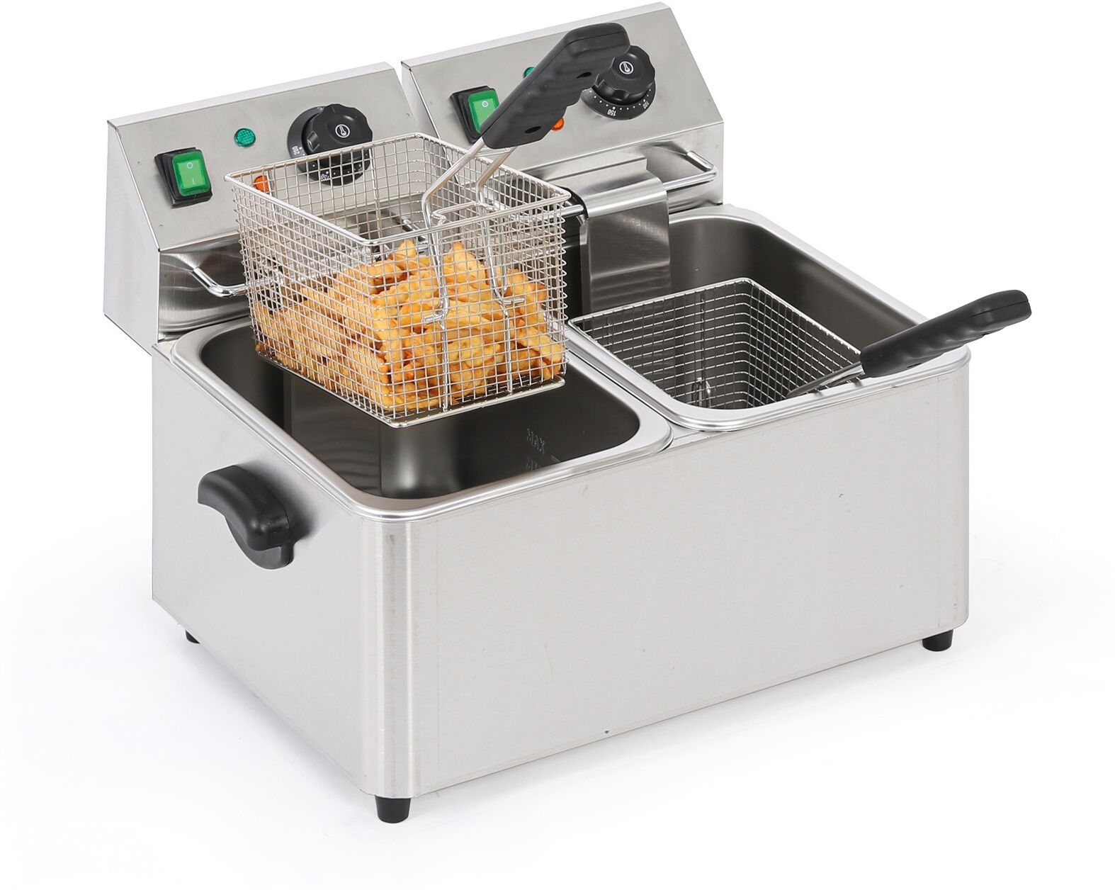 B2B Partner Profesionální elektrická fritéza 2× 4 l, 2× 2000 W