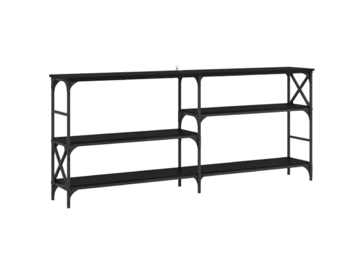 KTHLBRH Konsolentisch Eiche schwarz 180 x 29 x 76,5 cm Metall PB Industrielles Design, offene Regale, schwarzes Metall, Holztechnik, Wohnzimmer, Eingang, Flur