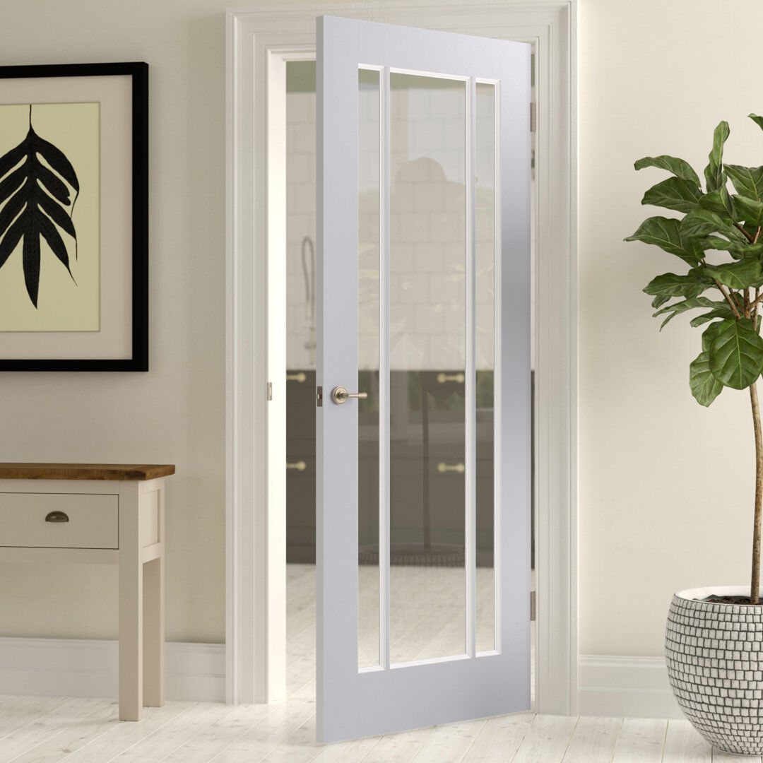 LPD Doors Lincoln Clear Glazed Primed White Internal Door White 198.1cm H x 61cm W x 3.5cm D