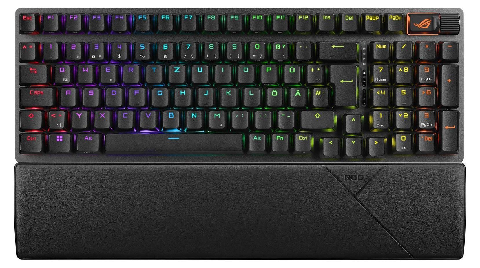 ASUS ROG Strix Scope II 96 wireless, Verkabelt & Kabellos, USB + RF Wireless + Bluetooth, Mechanischer Switch, QWERTZ, RGB-LED, Schwarz