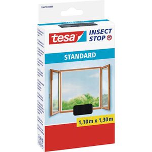 Tesa Fliegengitter Insect Stop Standard, anthrazit, 110 x 130cm, mit Klettband, für Fenster