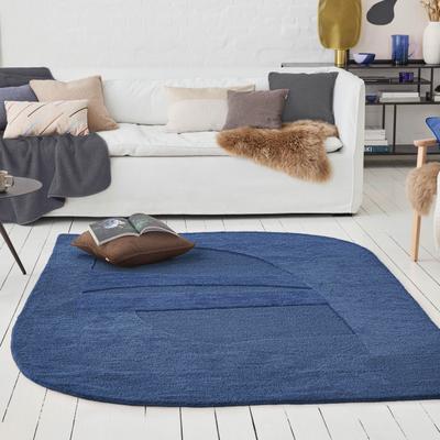 Teppich WECON HOME "Dodo", blau (kobalt blau), B:70cm H:10mm L:140cm, Schurwolle, Teppiche, Teppich, Wollteppich, asymmetrisch, hochwertig, handgetuftet, robust, modern