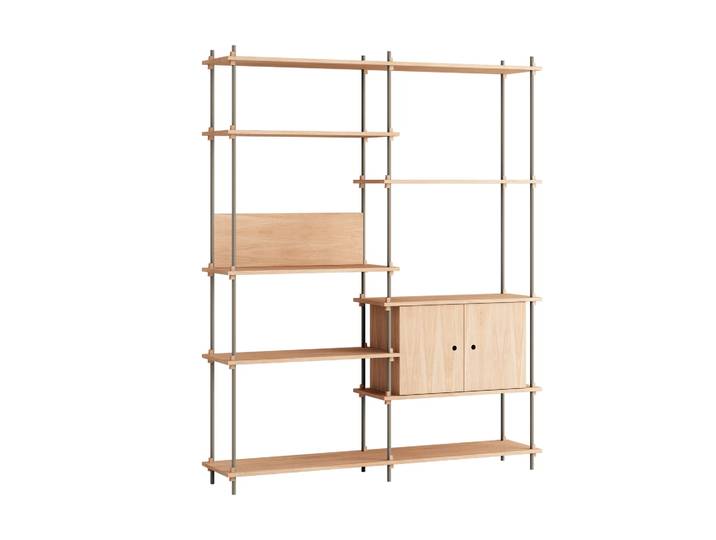 MOEBE Shelving System Regal mit Schrank Eiche-warm grey, 163x200x35 cm, S.200.2.C