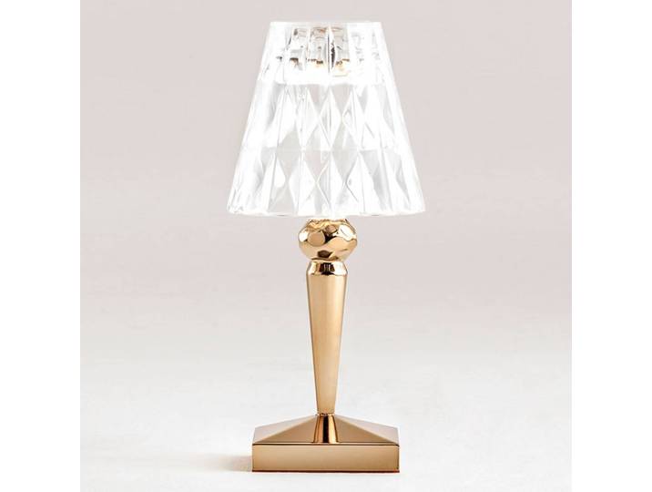 Kartell LED-Akku-Tischlampe Battery, 26 cm, goldfarben, IP54 Battery, messing / gold, für Schlafzimmer, Kunststoff, Design