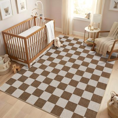Garvee Modern Geometric Checkered Washable Area Rug