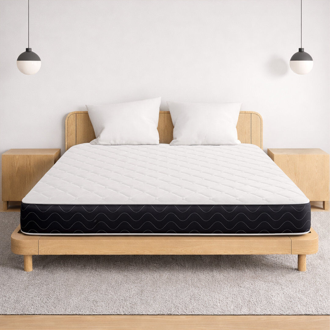 Symple Stuff Blizzard Black Border Quilted Hypoallergenic Memory Sprung Mattress Single (3')