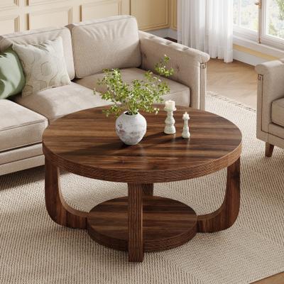 Bluebell 2-Tier Round Coffee Table with Thick Top & Base