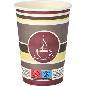 Papstar Trinkbecher 90134 To Go, farbig, Pappe, Einweg, für Heißgetränke, 0,25 l, 50 Stück