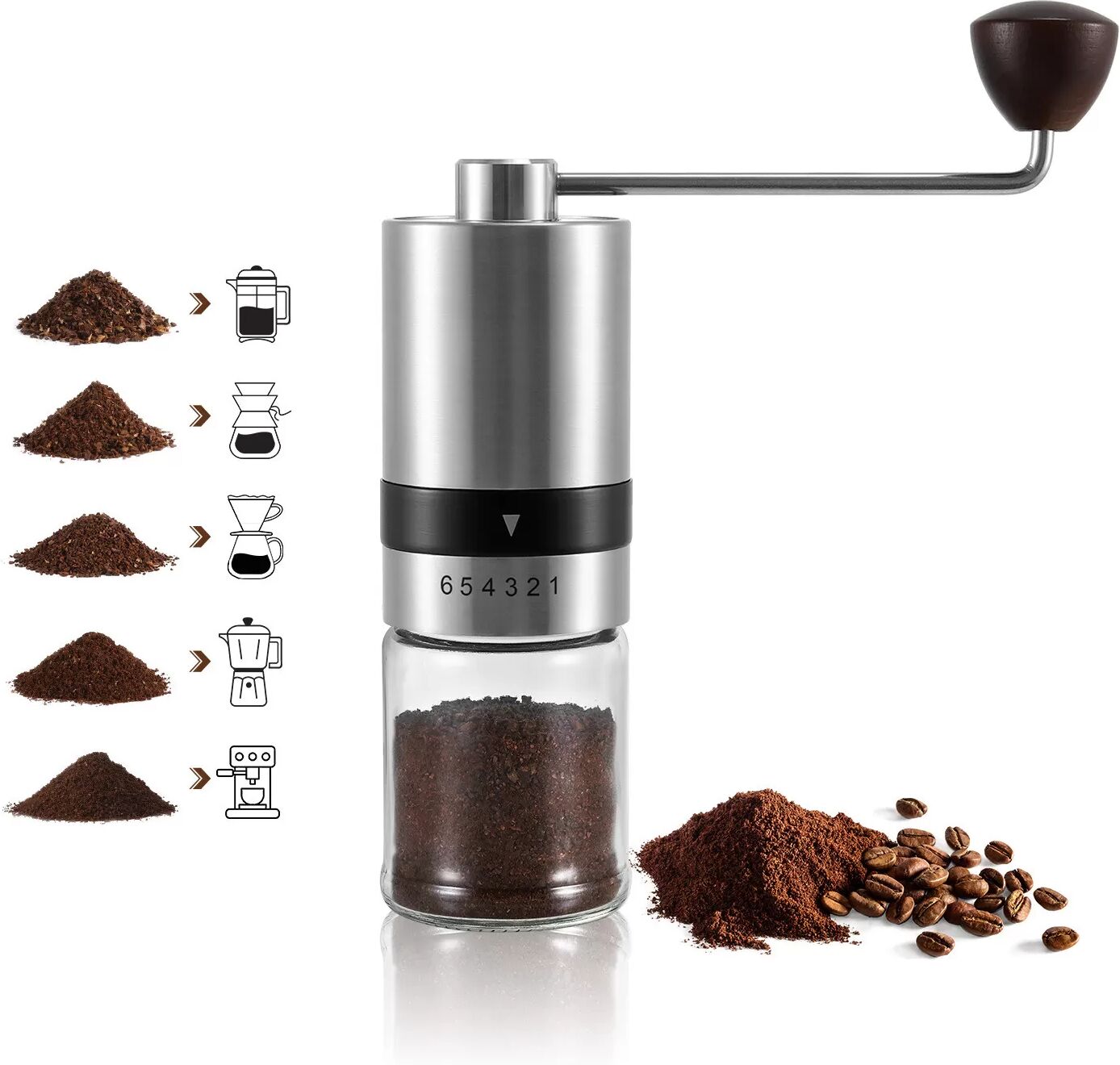 INF K3 Manuelle Kaffeebohnenmühle - Edelstahl & Stahlkern